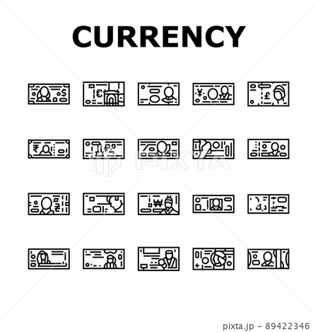Currency International Finance Icons Set Vector Currency International Finance Icons Set Vector 89422346