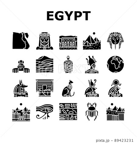 Egypt Country Monument Excursion Icons Set Vector 89423231