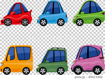 A set of various types of cutely deformed cars 89423480