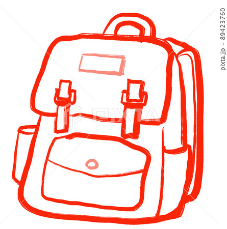 backpack bag Primary color scheme red blue yellow object hand drawn illustration 89423760