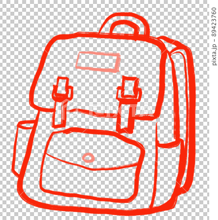 backpack bag Primary color scheme red blue yellow object hand drawn illustration 89423760