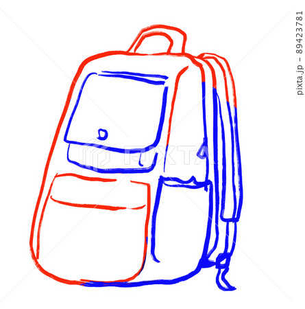 backpack bag Primary color scheme red blue yellow object hand drawn illustration 89423781