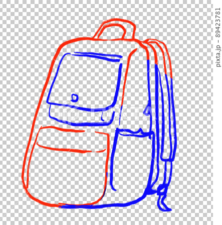 backpack bag Primary color scheme red blue yellow object hand drawn illustration 89423781