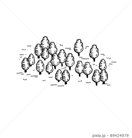 Sketch forest for map. Hand drawn trees. Park area. Natural landscape. Doodle outline cartoon Sketch forest for map. Hand drawn trees. Park area. Natural landscape. Doodle outline cartoon 89424079