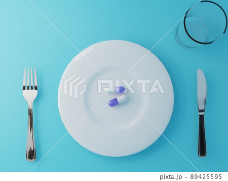 食卓の皿の上のサプリメント 食卓の皿の上のサプリメント 89425595