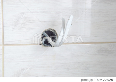 Two cables with junction box for electric socket. 89427320