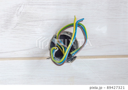 Electrical wires with junction box for electric socket. 89427321