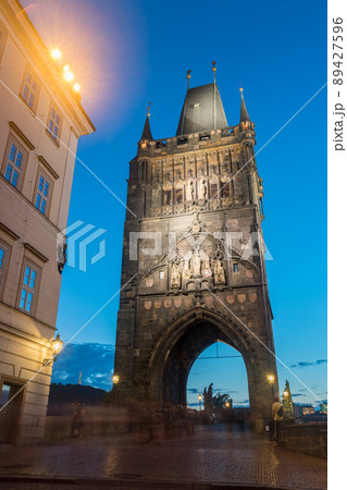 Old Town Bridge Tower of the Charles Bridge at dusk at Prague, Czech Republic. Old Town Bridge Tower of the Charles Bridge at dusk at Prague, Czech Republic. 89427596