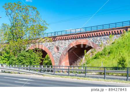 Railway bridge over the Lyna River in Olsztyn. Railway bridge over the Lyna River in Olsztyn. 89427843