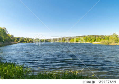 Long lake (Dlugie) in Olsztyn, Poland. 89427849