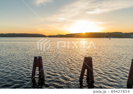 Panoramic view of Ukiel lake at sunset time. Panoramic view of Ukiel lake at sunset time. 89427854