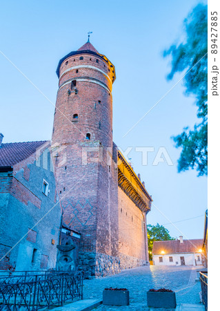 Tower of Castle of Warmian Bishops at dusk in Olsztyn, Poland. Tower of Castle of Warmian Bishops at dusk in Olsztyn, Poland. 89427885