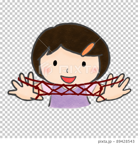 彩色鉛筆手繪插圖 Ayatori 女孩 4 步梯 89428543