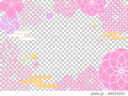 Japanese style floral pattern Japanese style background frame pink 89429265