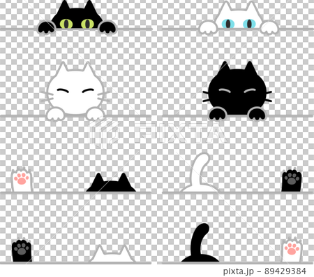 黒猫と白猫の区切り線イラストセット 黒猫と白猫の区切り線イラストセット 89429384