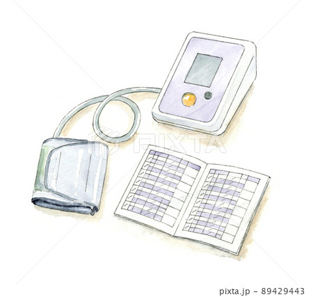 血圧をはかる　水彩イラスト 89429443