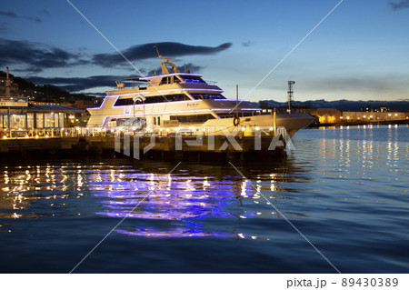 【停泊中】函館湾観光遊覧船「ブルームーン」函館金森赤レンガ倉庫にて 89430389