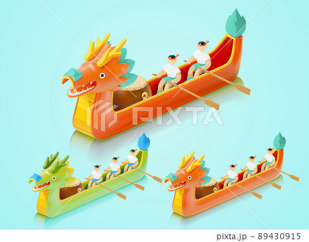 3d isometric dragon boat elements 3d isometric dragon boat elements 89430915