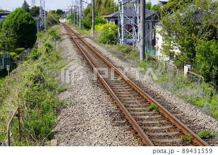 下溝駅から望む単線の線路 下溝駅から望む単線の線路 89431559