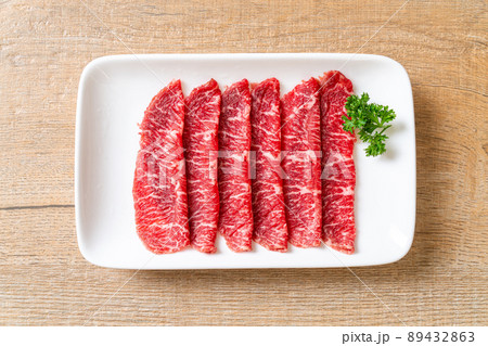 fresh beef raw sliced with marbled texture fresh beef raw sliced with marbled texture 89432863