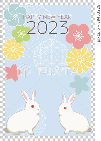 New Year's card design for the year 2023 Rabbit Japanese pattern pastel color 89433228