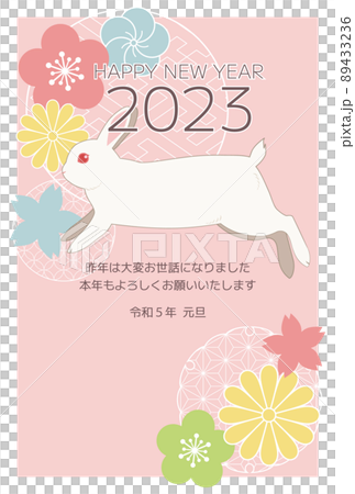 New Year's card design for the year 2023 Rabbit Japanese pattern pastel color New Year's card design for the year 2023 Rabbit Japanese pattern pastel color 89433236