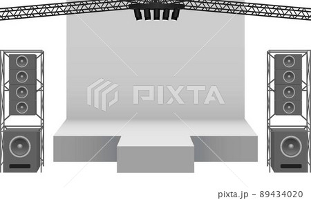 stage and speaker with spotlight on the truss system on the white background 89434020