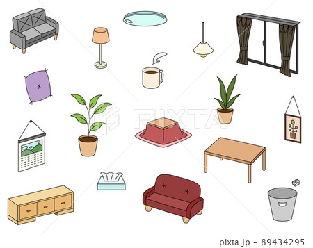 リビングの壁紙イラストカラーアイコンセット 89434295