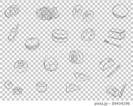 Japanese sweets brush illustration icon set 89434296