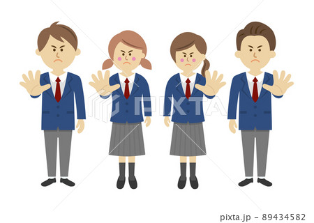 拒否する学生達のイラストイメージ 89434582