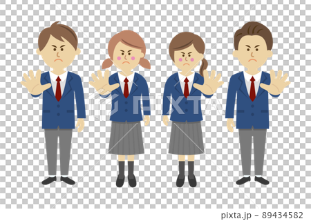 拒否する学生達のイラストイメージ 89434582