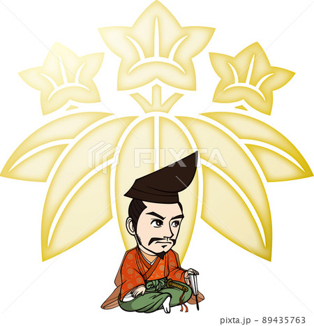 胡坐をかく源義経【3頭身・家紋】 89435763