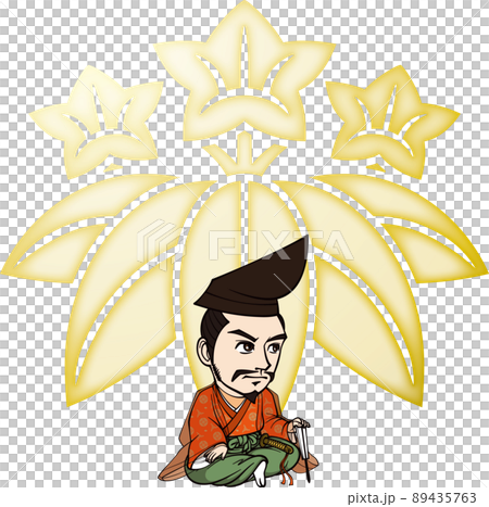 胡坐をかく源義経【3頭身・家紋】 89435763