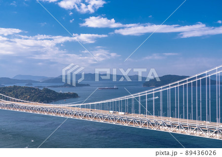 岡山県 瀬戸大橋 鷲羽山山頂にての写真素材