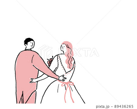 ウエディングドレスの女性とタキシードの男性、テキストなし（横、左配置） 89436265