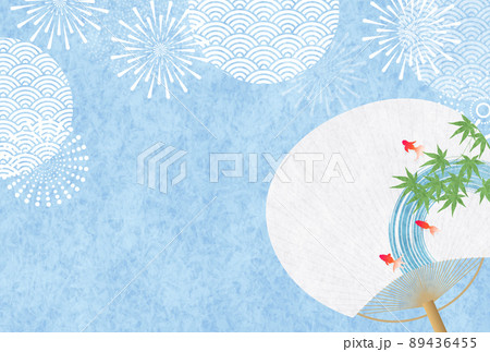 花火　金魚　うちわ　背景 89436455