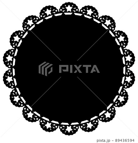 星柄レースの円形フレーム ブラックのイラスト素材