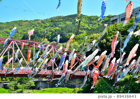佐賀県　風薫る川上峡に泳ぐ五月鯉 89436643