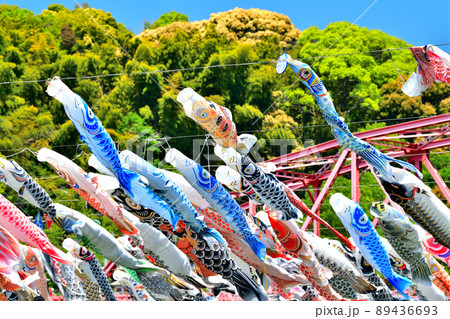 佐賀県 風薫る川上峡に泳ぐ五月鯉 佐賀県 風薫る川上峡に泳ぐ五月鯉 89436693