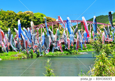佐賀県　風薫る川上峡に泳ぐ五月鯉 89436695