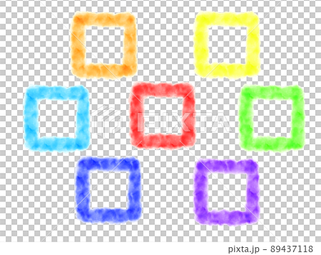 Watercolor style seven-color square frame 89437118