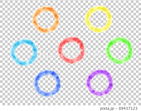 Watercolor style seven-color circular frame Watercolor style seven-color circular frame 89437123