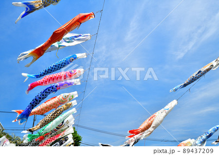 佐賀県　風薫る川上峡に泳ぐ五月鯉 89437209