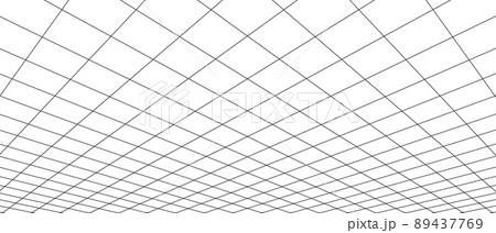 3D digital white and black two points perspective grid wireframe 3D digital white and black two points perspective grid wireframe 89437769