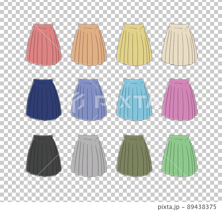 プリーツミニスカートのイラストセットのイラスト素材 4375