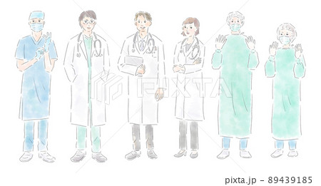 医療従事者の全身イラスト_水彩 89439185