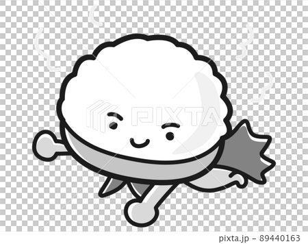 Illustration of rice hero character (black and white) Illustration of rice hero character (black and white) 89440163