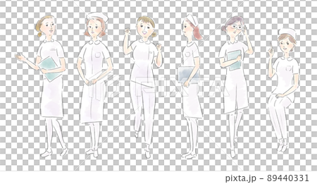 Full body illustration of a female nurse_watercolor 89440331