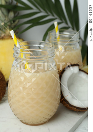 Pina colada cocktails and ingredients, close up Pina colada cocktails and ingredients, close up 89441657
