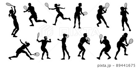 Silhouette Tennis Players Sports People Set Silhouette Tennis Players Sports People Set 89441675